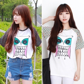 Nightmare - Owl Half Sleeves T-Shirt Made in Korea